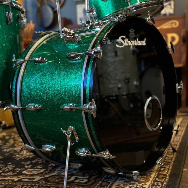 VINTAGE 1970's Slingerland Rewrapped in Green Sparkle - 14x22, 9x13, 16x16