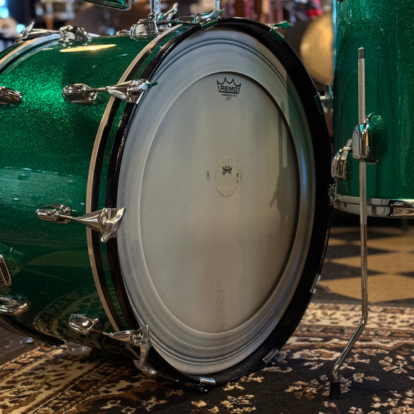 VINTAGE 1970's Slingerland Rewrapped in Green Sparkle - 14x22, 9x13, 16x16