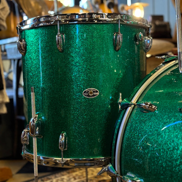 VINTAGE 1970's Slingerland Rewrapped in Green Sparkle - 14x22, 9x13, 16x16