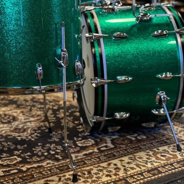 VINTAGE 1970's Slingerland Rewrapped in Green Sparkle - 14x22, 9x13, 16x16