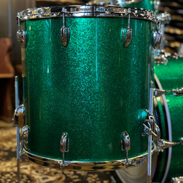 VINTAGE 1970's Slingerland Rewrapped in Green Sparkle - 14x22, 9x13, 16x16