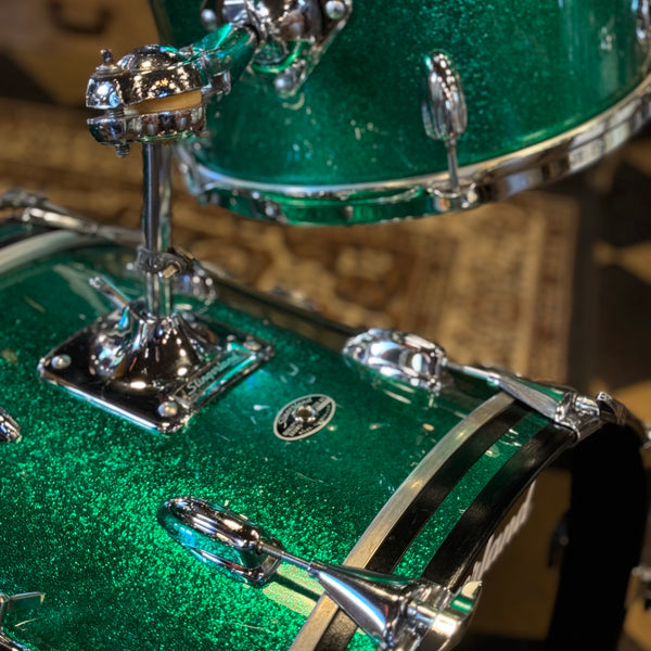 VINTAGE 1970's Slingerland Rewrapped in Green Sparkle - 14x22, 9x13, 16x16