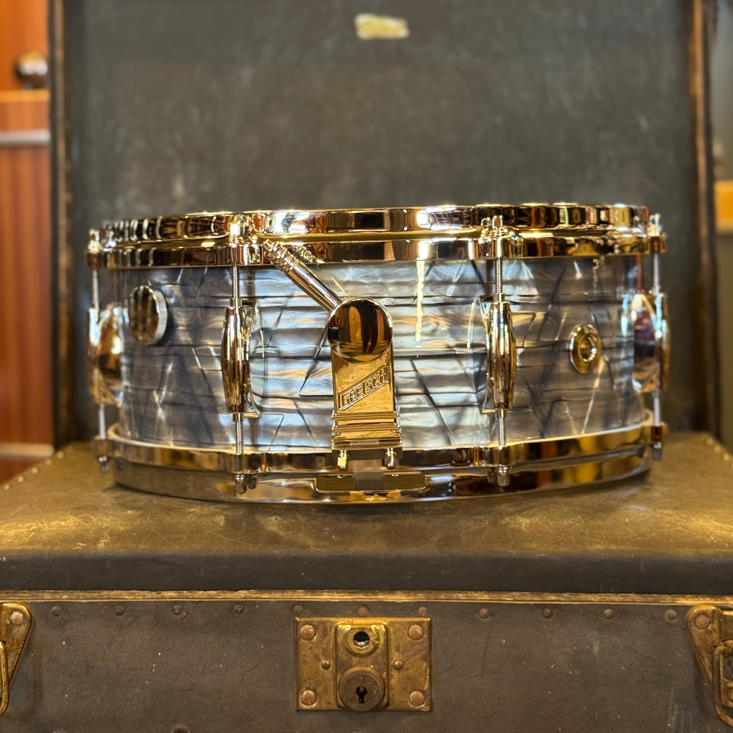 NEW Gretsch 5.5x14 USA Custom Snare Drum in Sky Blue Pearl w/ Tone Control & Microsenstive Throw-Off