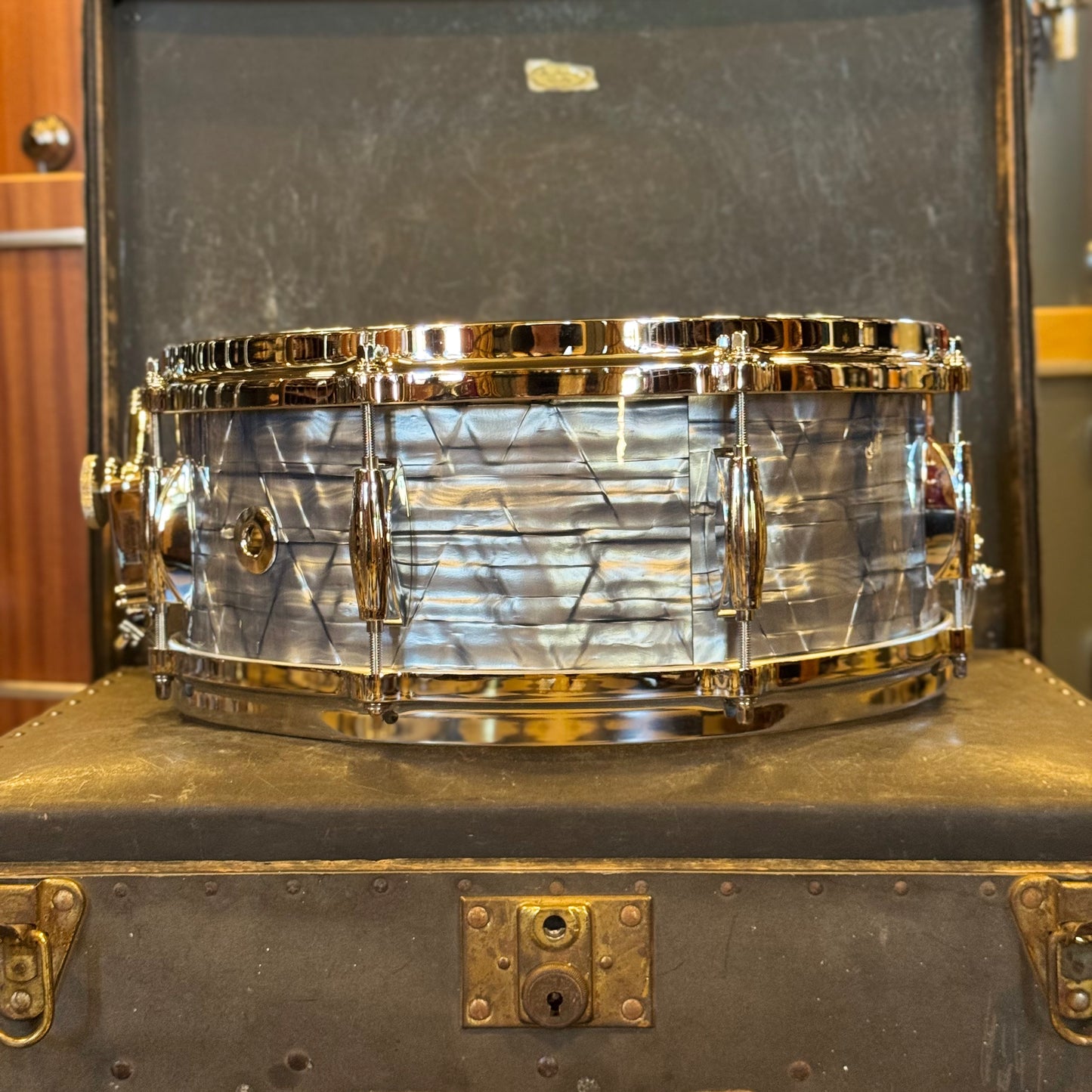 NEW Gretsch 5.5x14 USA Custom Snare Drum in Sky Blue Pearl w/ Tone Control & Microsenstive Throw-Off