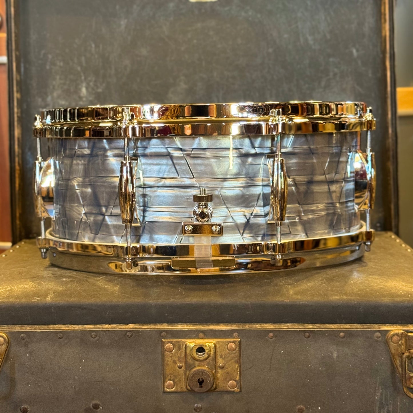 NEW Gretsch 5.5x14 USA Custom Snare Drum in Sky Blue Pearl w/ Tone Control & Microsenstive Throw-Off