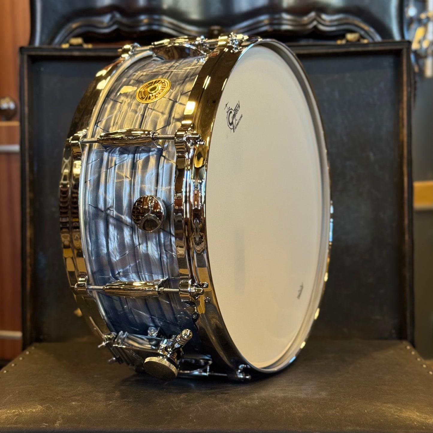 NEW Gretsch 5.5x14 USA Custom Snare Drum in Sky Blue Pearl w/ Tone Control & Microsenstive Throw-Off