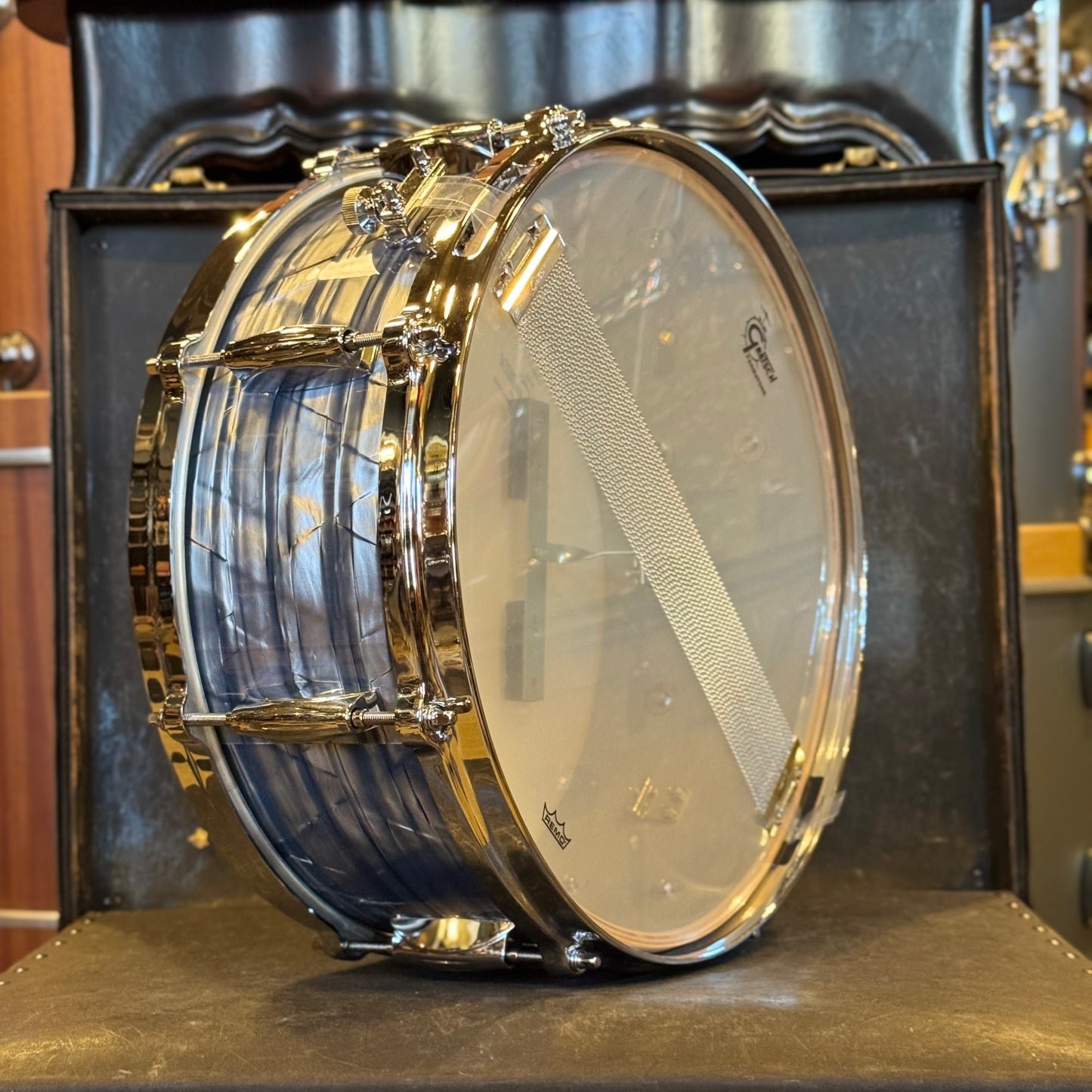 NEW Gretsch 5.5x14 USA Custom Snare Drum in Sky Blue Pearl w/ Tone Control & Microsenstive Throw-Off