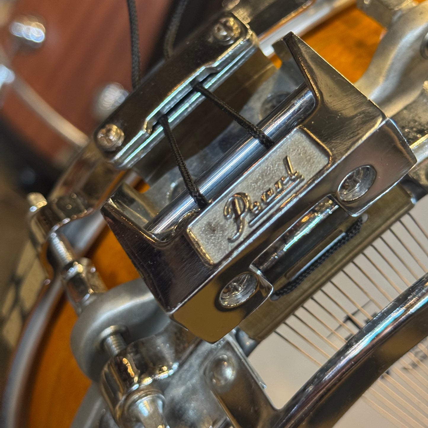 USED 1990's Pearl 3.5x14 Maple Free Floating Snare Drum in Natural Lacquer