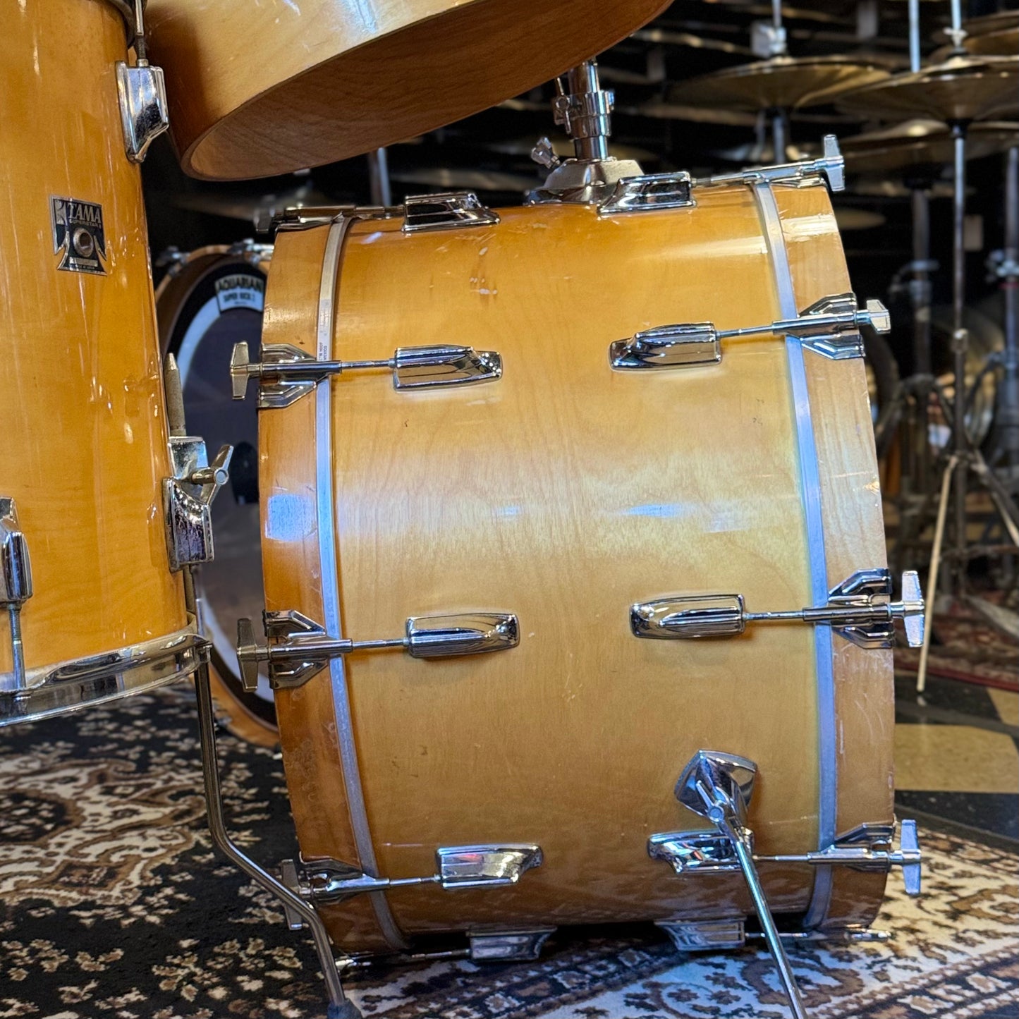 VINTAGE 1980's Tama Super Star Double Bass Drum Set in Natural Gloss - 14x24, 14x24, 8x12, 9x13, 10x14, 12x15, 16x16, 16x18