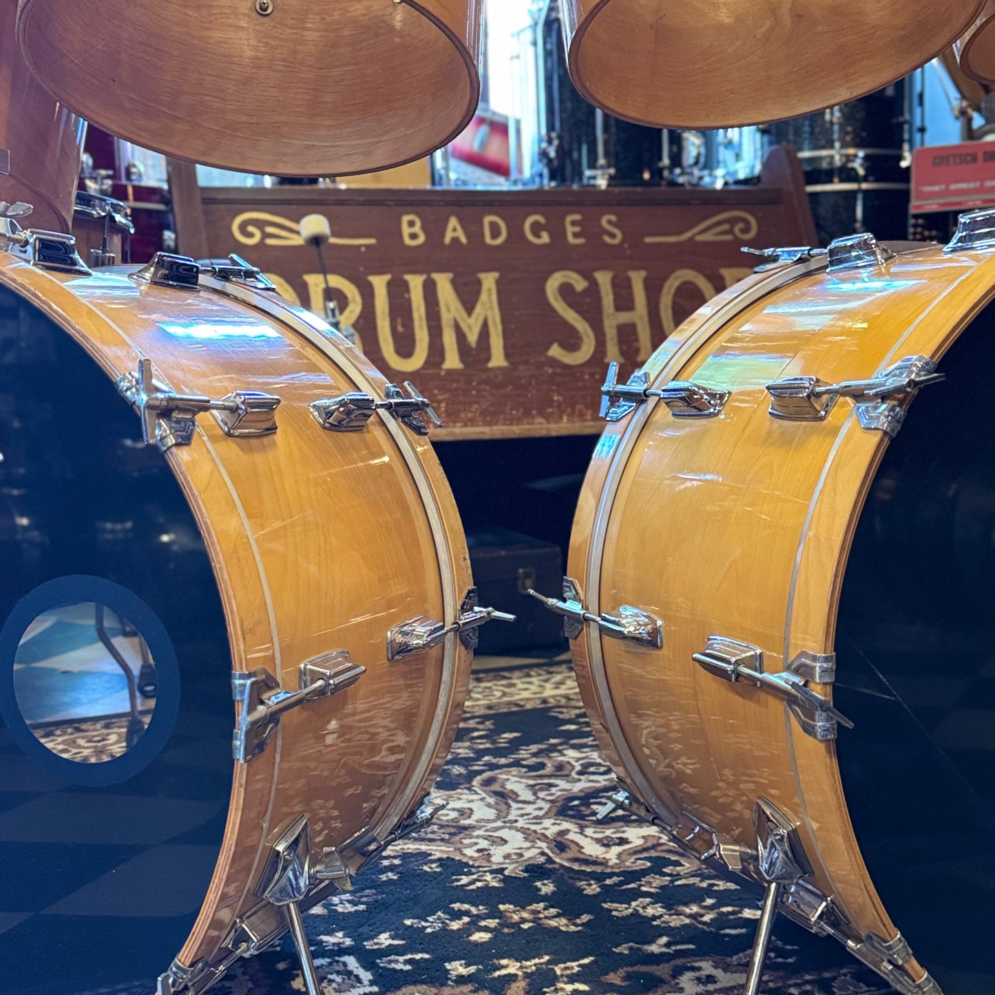 VINTAGE 1980's Tama Super Star Double Bass Drum Set in Natural Gloss - 14x24, 14x24, 8x12, 9x13, 10x14, 12x15, 16x16, 16x18