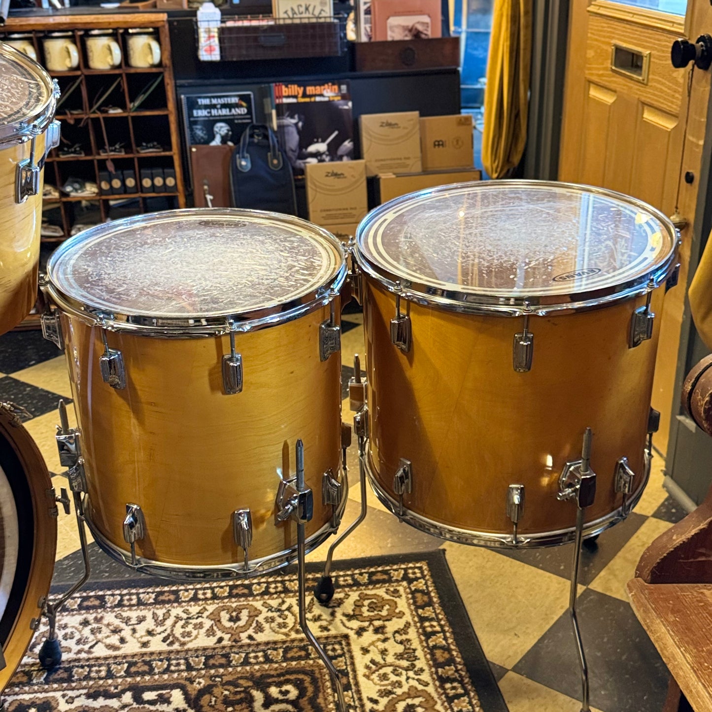 VINTAGE 1980's Tama Super Star Double Bass Drum Set in Natural Gloss - 14x24, 14x24, 8x12, 9x13, 10x14, 12x15, 16x16, 16x18
