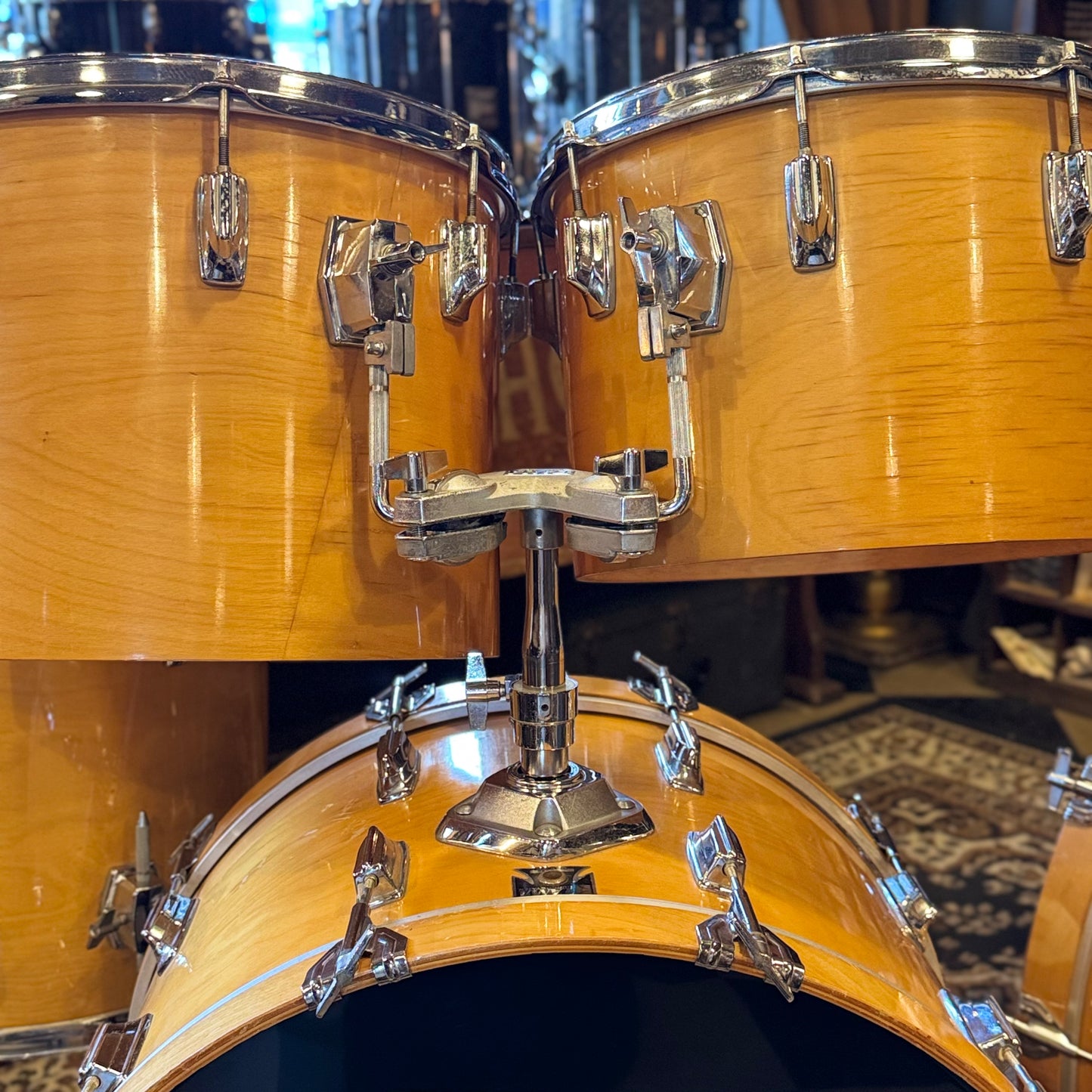 VINTAGE 1980's Tama Super Star Double Bass Drum Set in Natural Gloss - 14x24, 14x24, 8x12, 9x13, 10x14, 12x15, 16x16, 16x18
