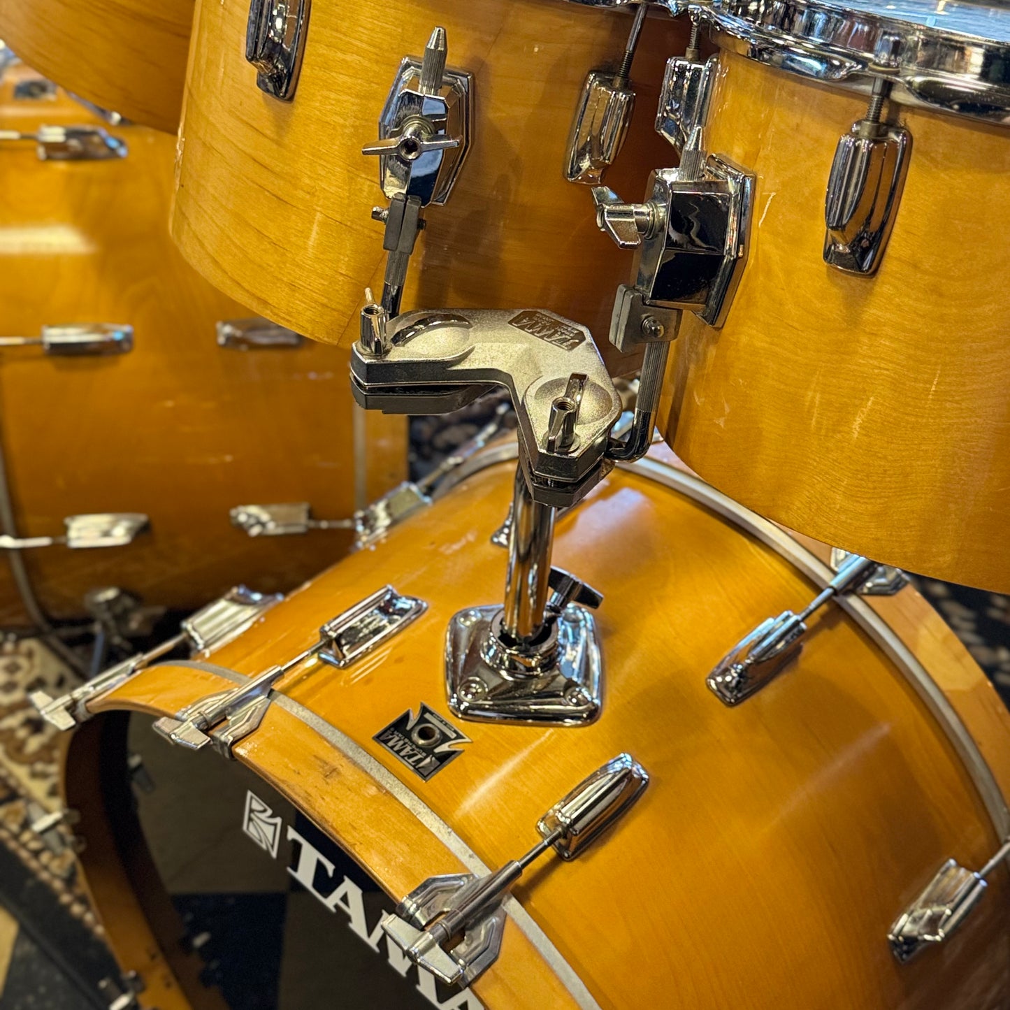 VINTAGE 1980's Tama Super Star Double Bass Drum Set in Natural Gloss - 14x24, 14x24, 8x12, 9x13, 10x14, 12x15, 16x16, 16x18