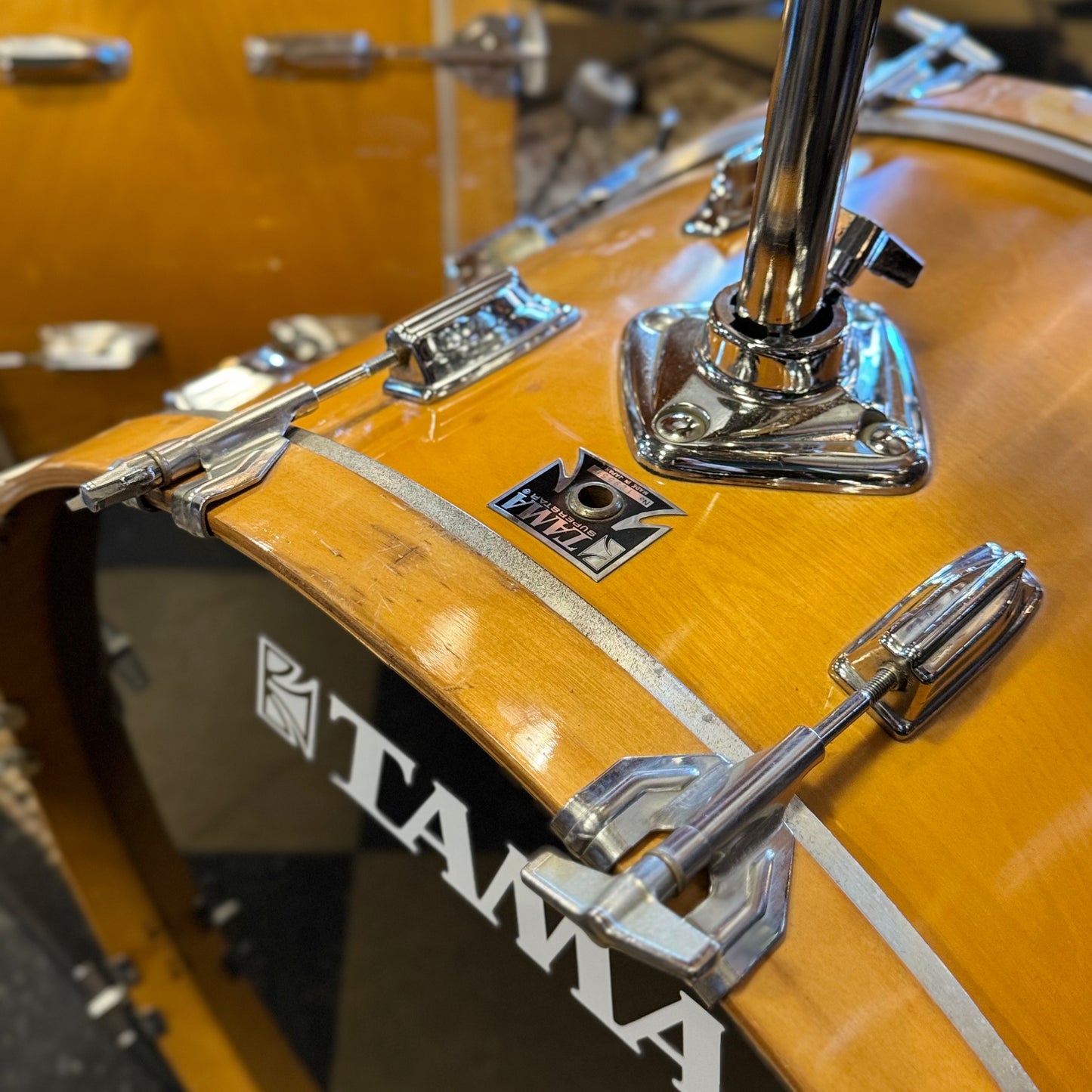 VINTAGE 1980's Tama Super Star Double Bass Drum Set in Natural Gloss - 14x24, 14x24, 8x12, 9x13, 10x14, 12x15, 16x16, 16x18