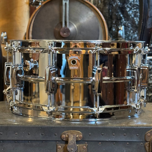 USED 90's Ludwig 6.5x14 Monroe Badge LM402 Supraphonic Snare Drum