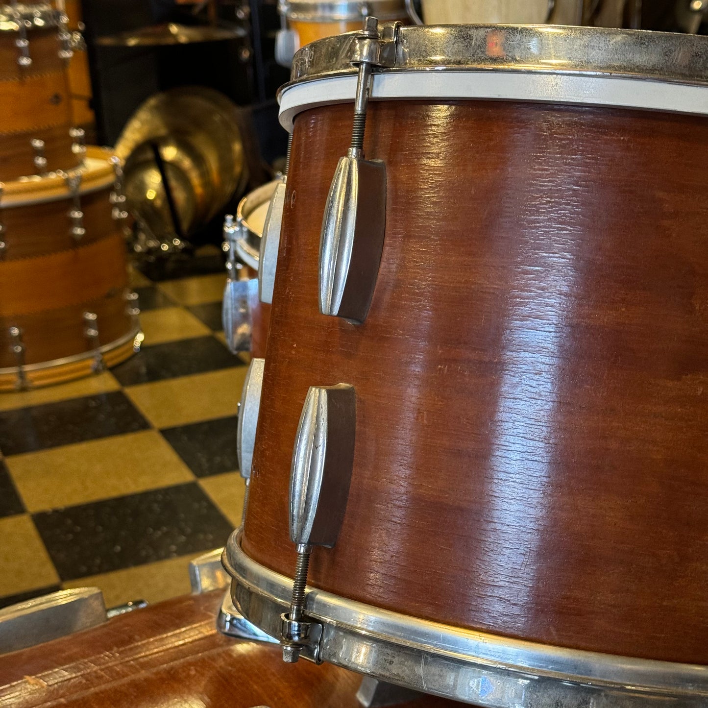 VINTAGE 1950's Slingerland Radio King in Natural Mahogany w/ Resized Bass Drum - 14x20, 9x13, 16x16.