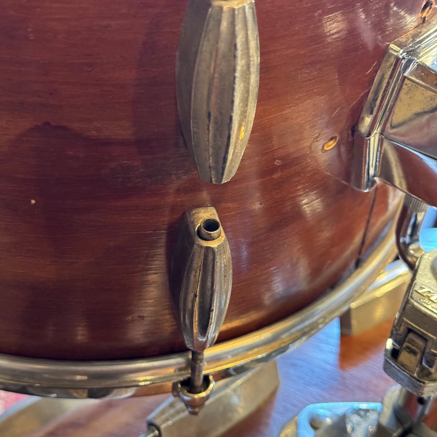 VINTAGE 1950's Slingerland Radio King in Natural Mahogany w/ Resized Bass Drum - 14x20, 9x13, 16x16.