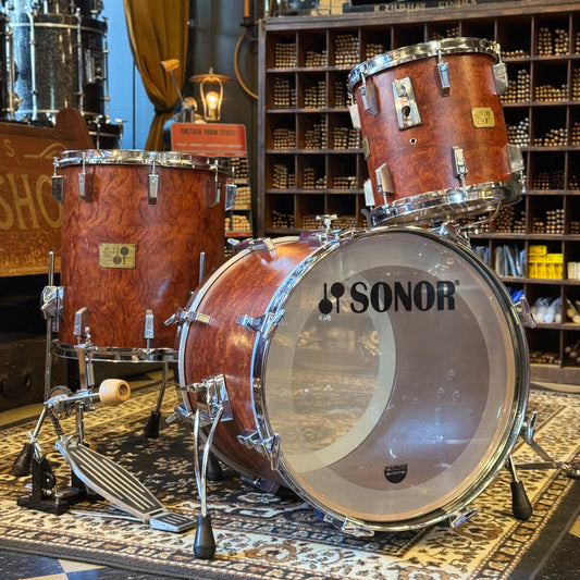 VINTAGE 1980's Sonor Signature Horst Link Heavy Beech Shell Drum Set in African Bubinga - 16x20, 12x12, 15x17