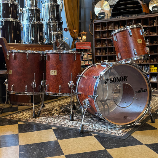 VINTAGE 1980's Sonor Signature Horst Link Heavy Beech Shell Drum Set in African Bubinga - 18x22, 13x13, 16x18, 18x19