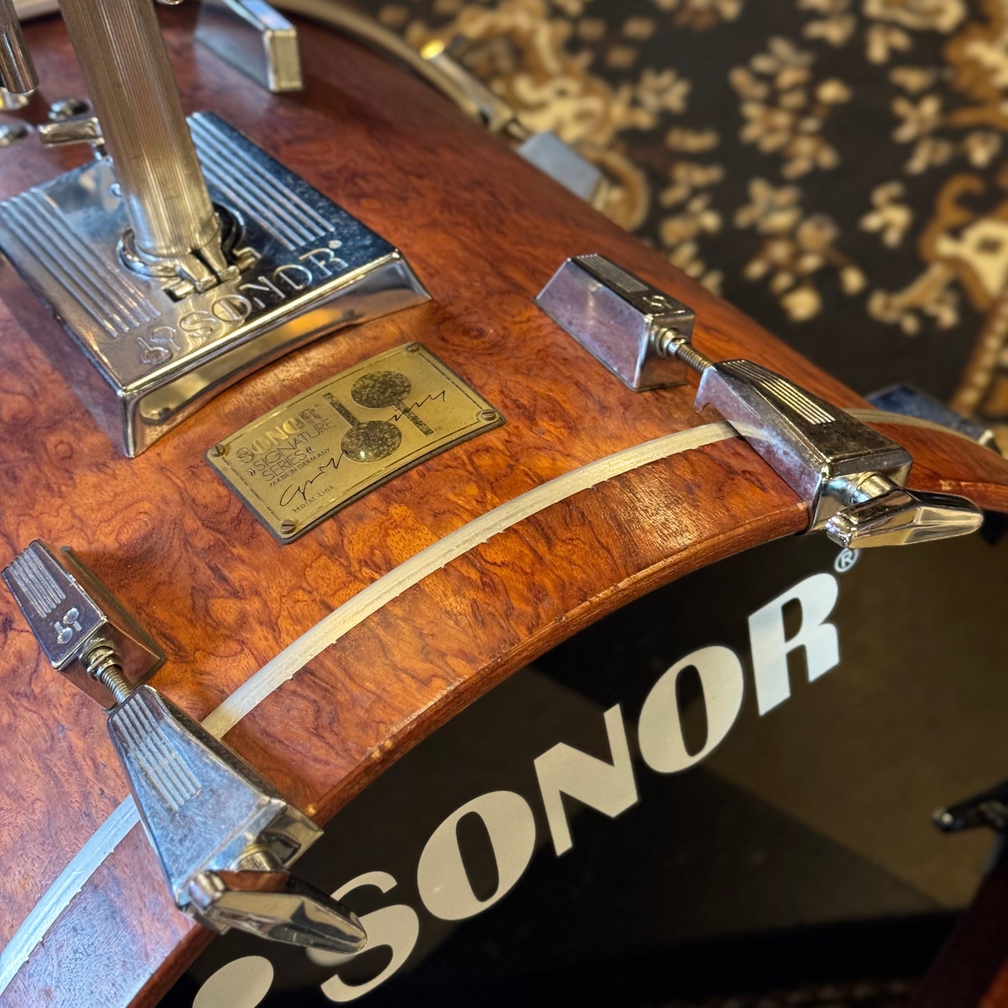 VINTAGE 1980's Sonor Signature Horst Link Drum Set in African Bubinga - 16x20, 8x10, 8x12, 14x14