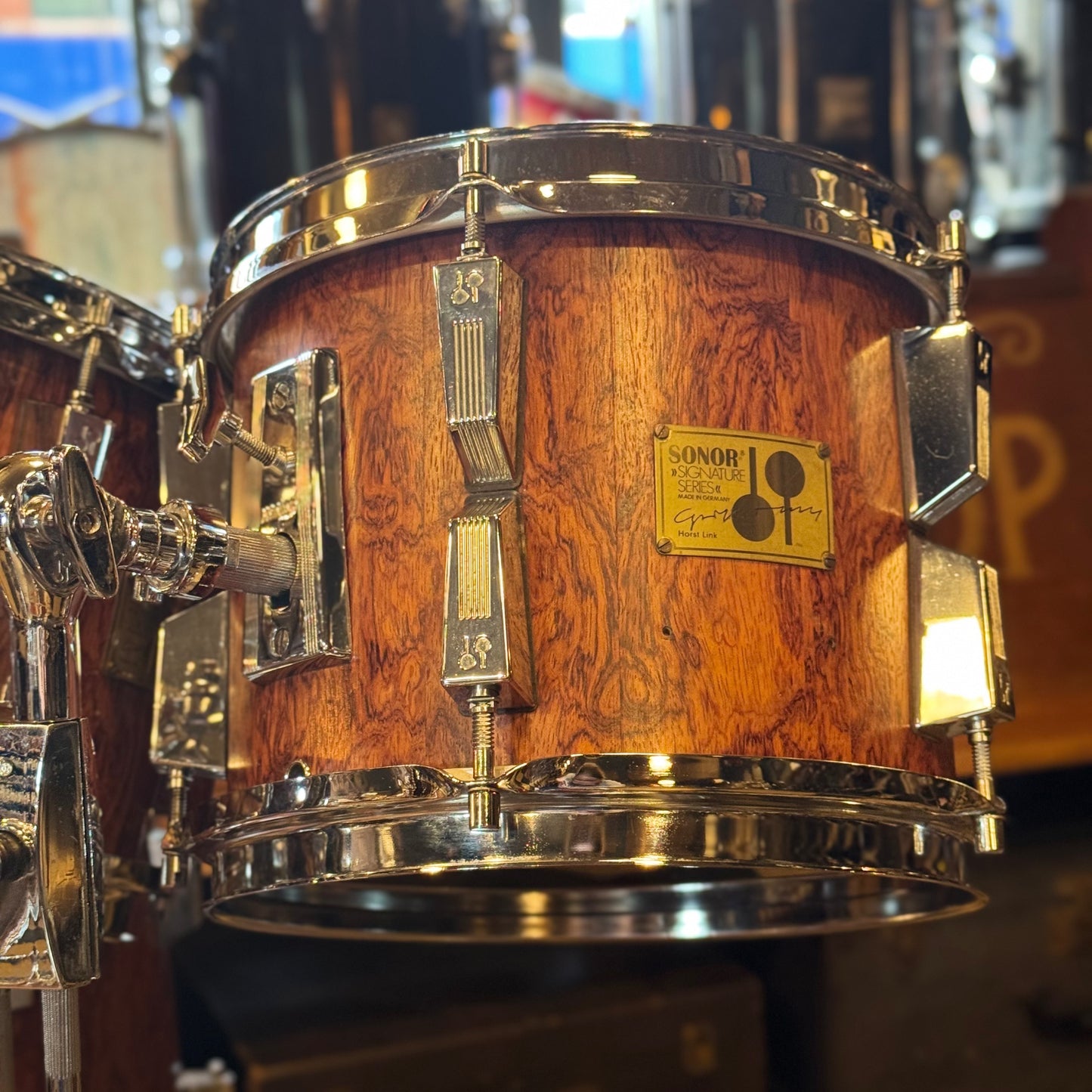 VINTAGE 1980's Sonor Signature Horst Link Drum Set in African Bubinga - 16x20, 8x10, 8x12, 14x14