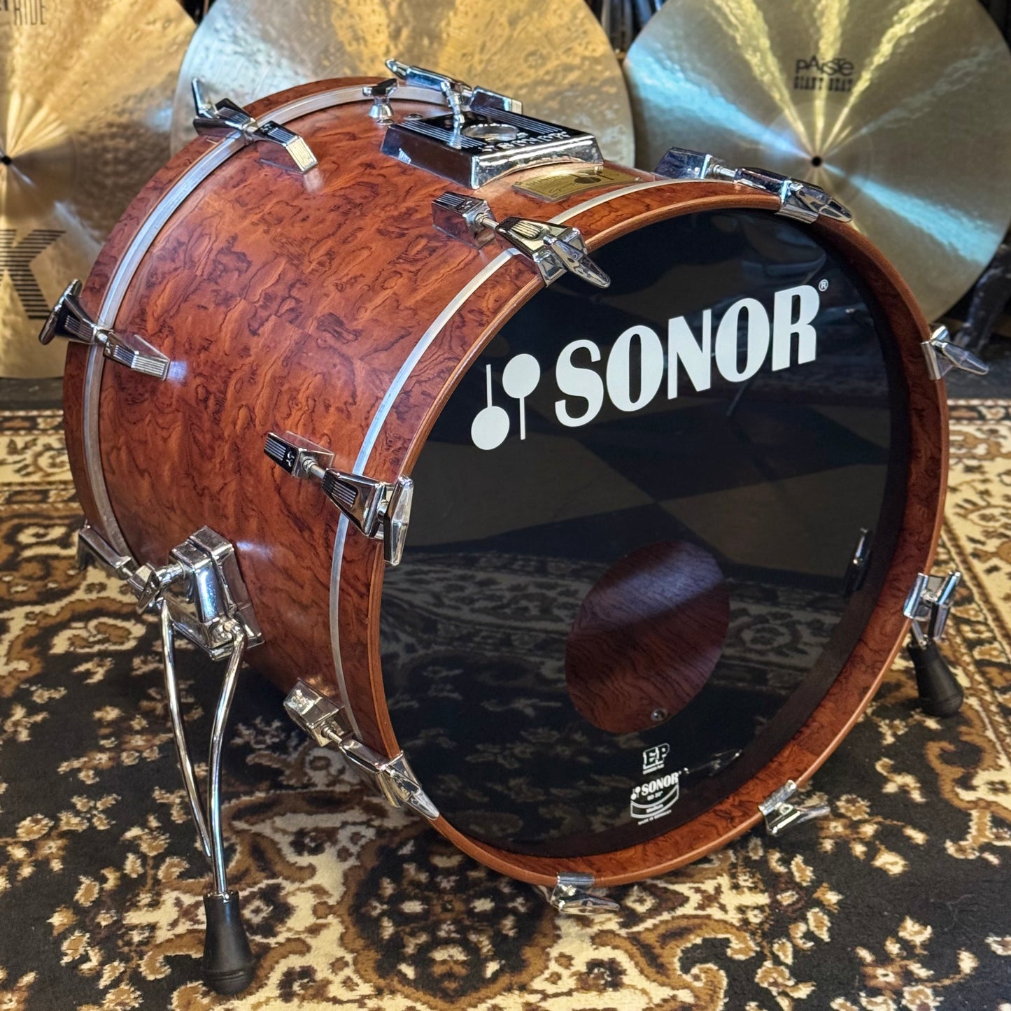 VINTAGE 1980's Sonor 17x20 Signature Horst Link Heavy Beech Shell Bass Drum in African Bubinga