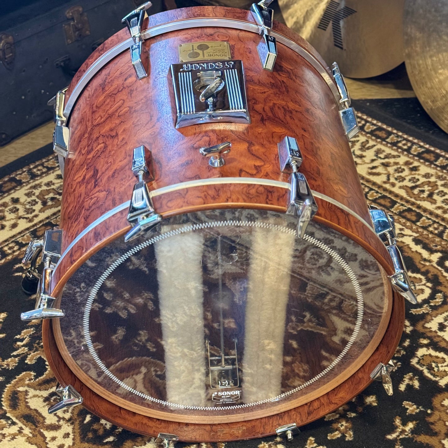 VINTAGE 1980's Sonor 17x20 Signature Horst Link Heavy Beech Shell Bass Drum in African Bubinga