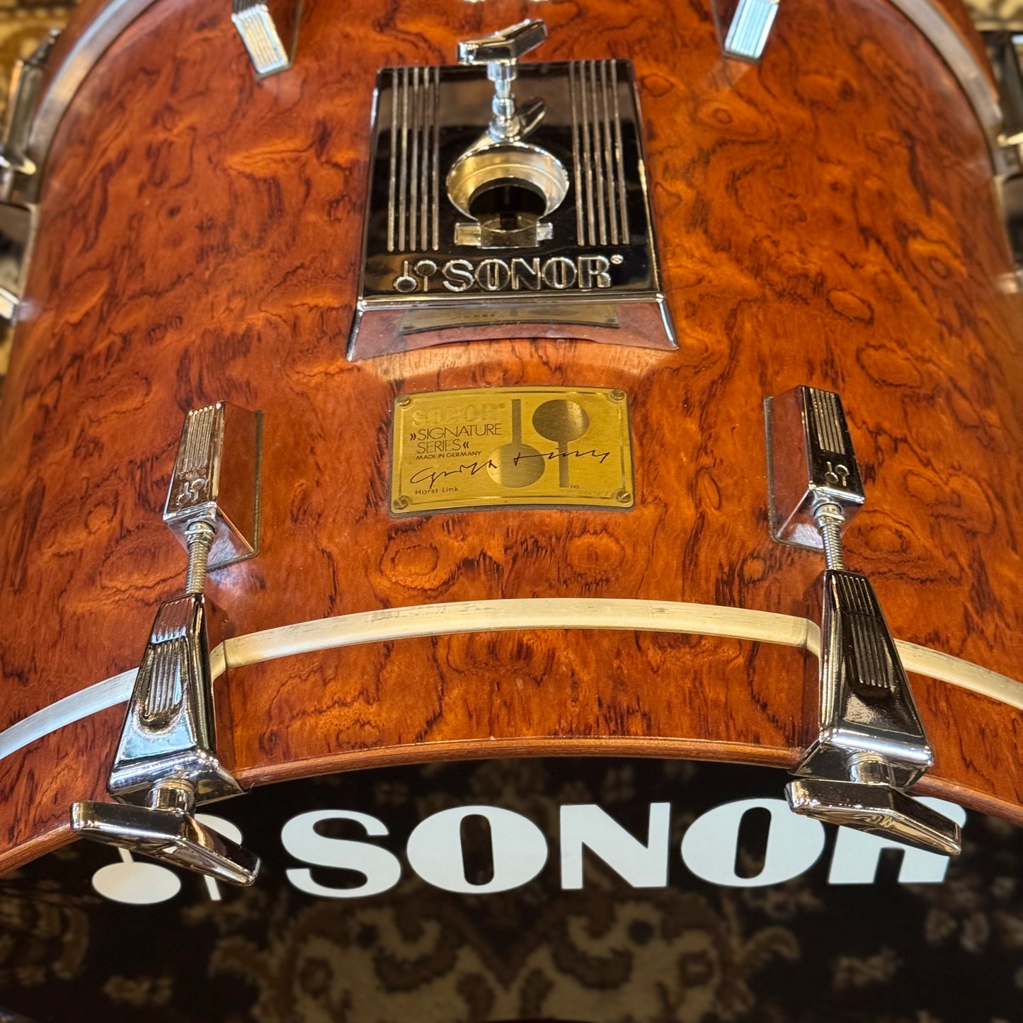VINTAGE 1980's Sonor 17x20 Signature Horst Link Heavy Beech Shell Bass Drum in African Bubinga