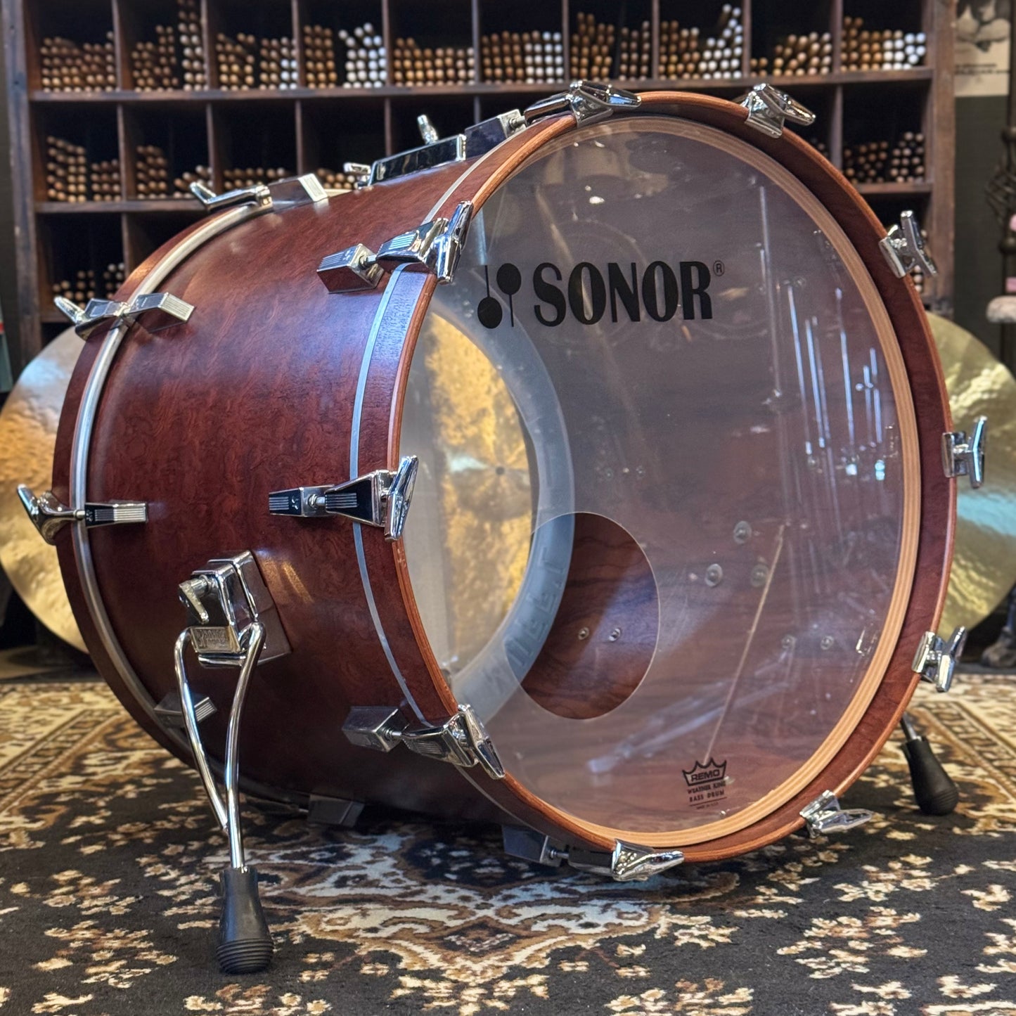 VINTAGE 1980's Sonor 18x22 Signature Horst Link Heavy Beech Shell Bass Drum in African Bubinga
