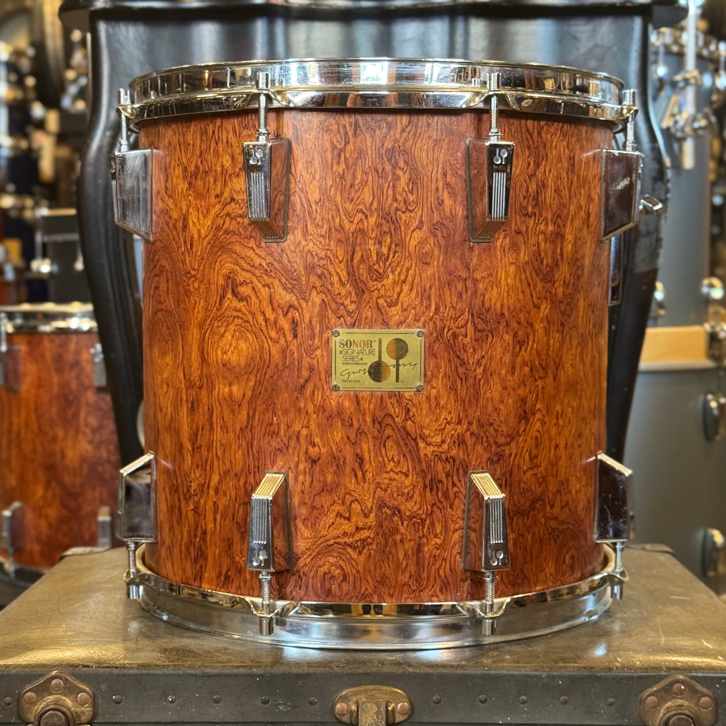VINTAGE 1980's Sonor 14x14 Signature Horst Link Heavy Beech Shell Tom in African Bubinga