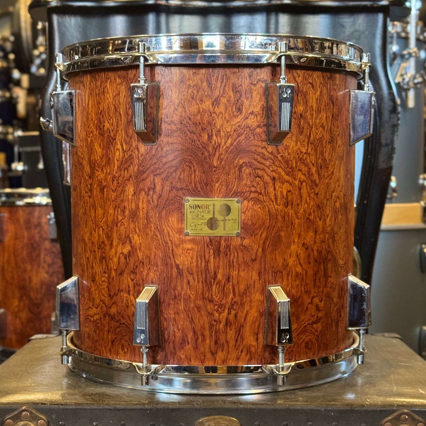 VINTAGE 1980's Sonor 14x14 Signature Horst Link Heavy Beech Shell Tom in African Bubinga