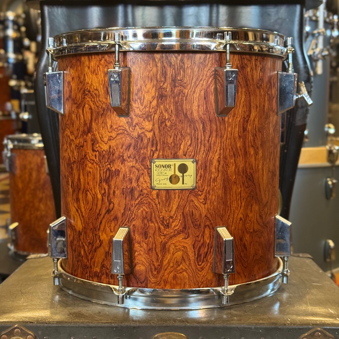 VINTAGE 1980's Sonor 14x14 Signature Horst Link Heavy Beech Shell Tom in African Bubinga