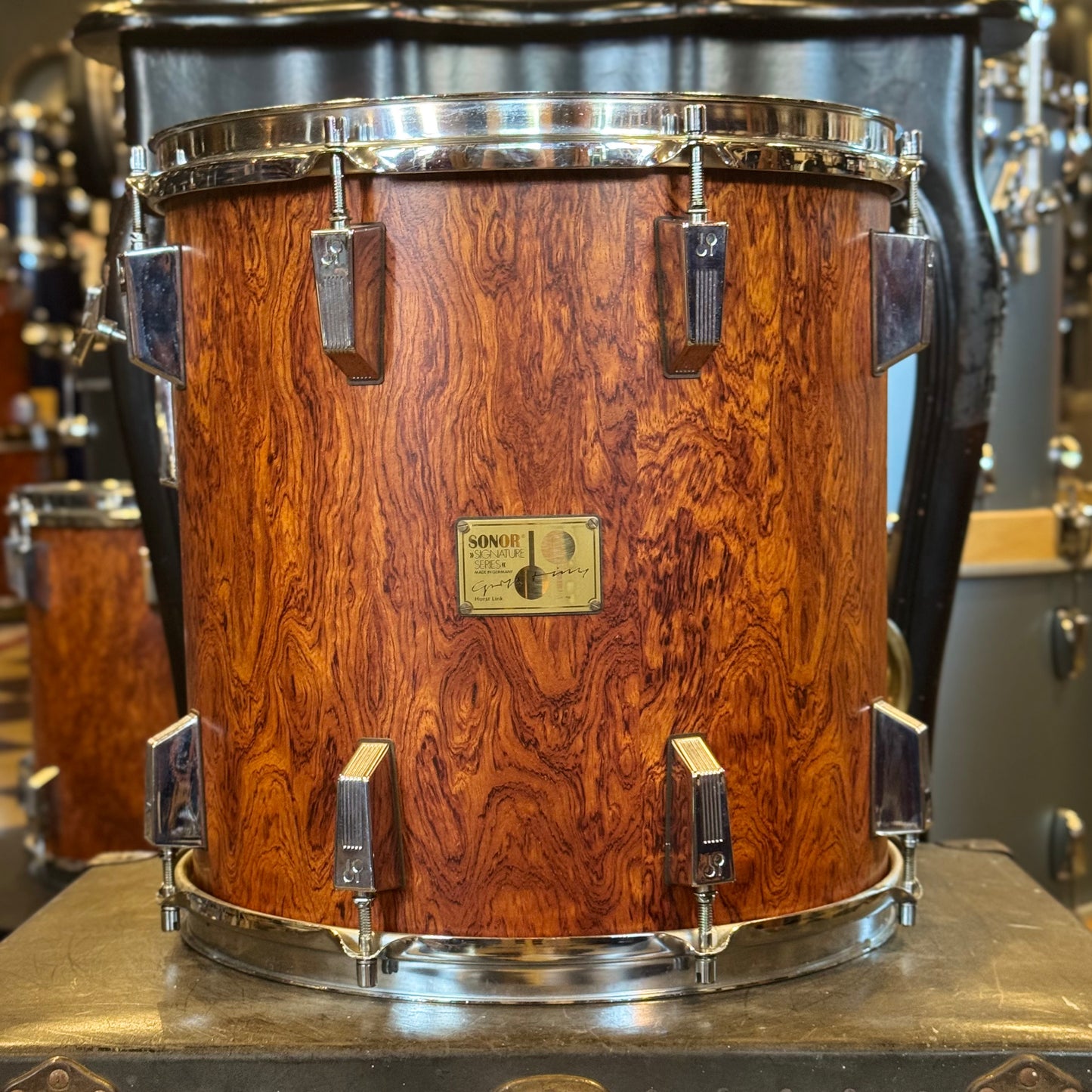 VINTAGE 1980's Sonor 14x14 Signature Horst Link Heavy Beech Shell Tom in African Bubinga