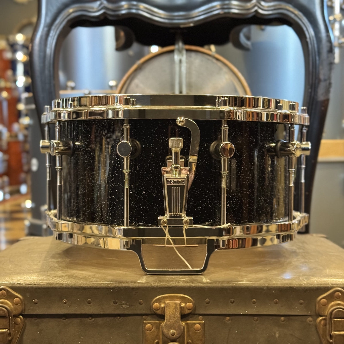 VINTAGE 1980's Sonor 7x14 Hilite Snare in Black Diamond