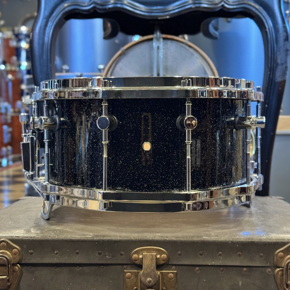 VINTAGE 1980's Sonor 7x14 Hilite Snare in Black Diamond