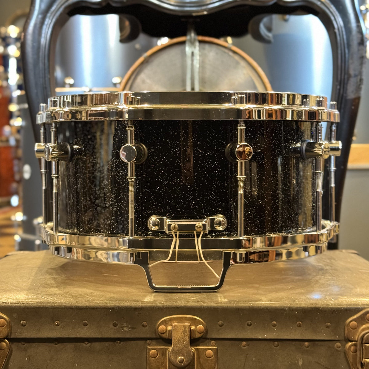 VINTAGE 1980's Sonor 7x14 Hilite Snare in Black Diamond