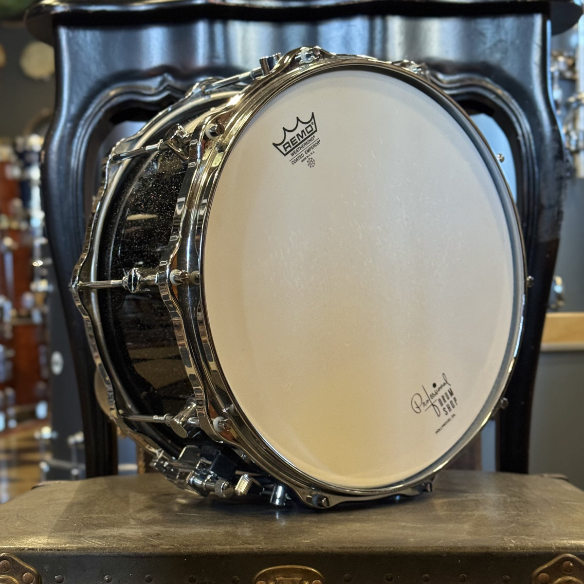 VINTAGE 1980's Sonor 7x14 Hilite Snare in Black Diamond