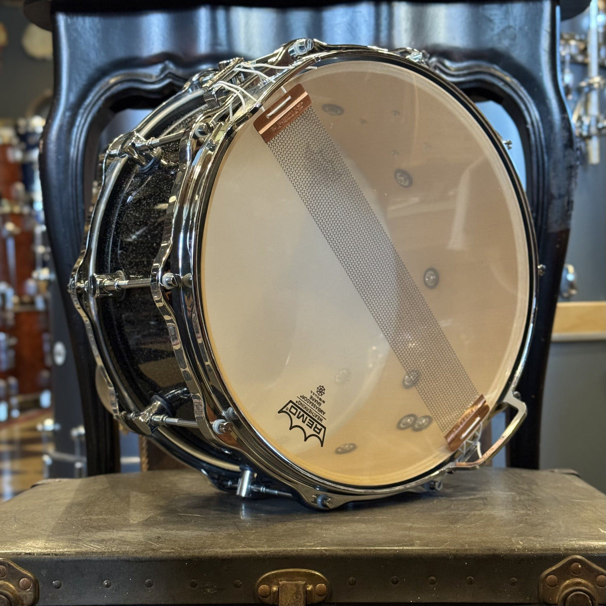 VINTAGE 1980's Sonor 7x14 Hilite Snare in Black Diamond
