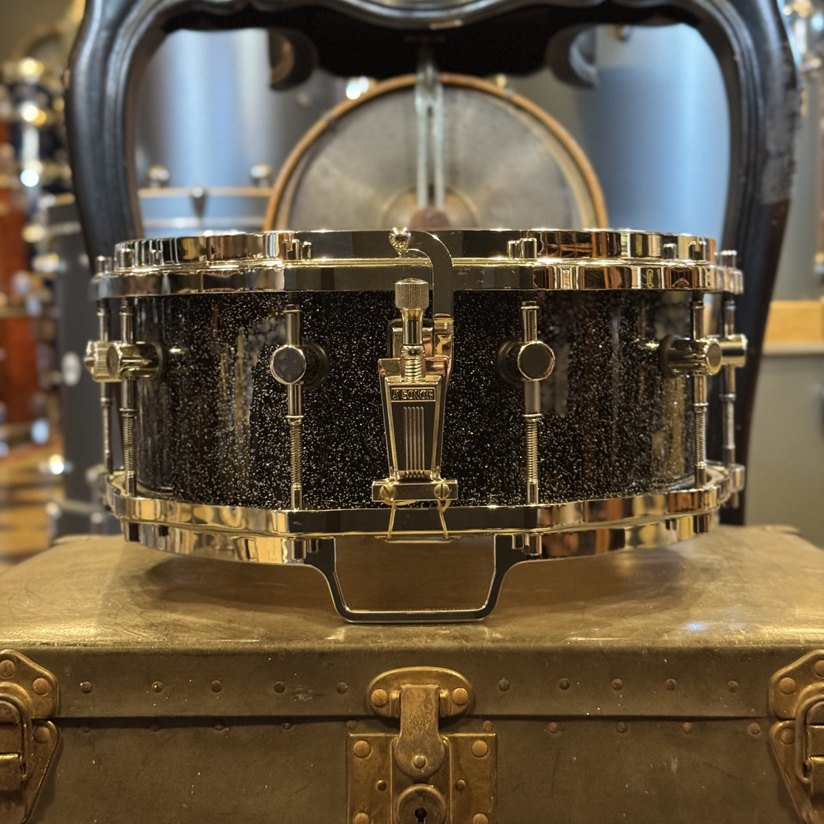 VINTAGE 1980's Sonor 5.75x14 Hilite Snare in Black Diamond