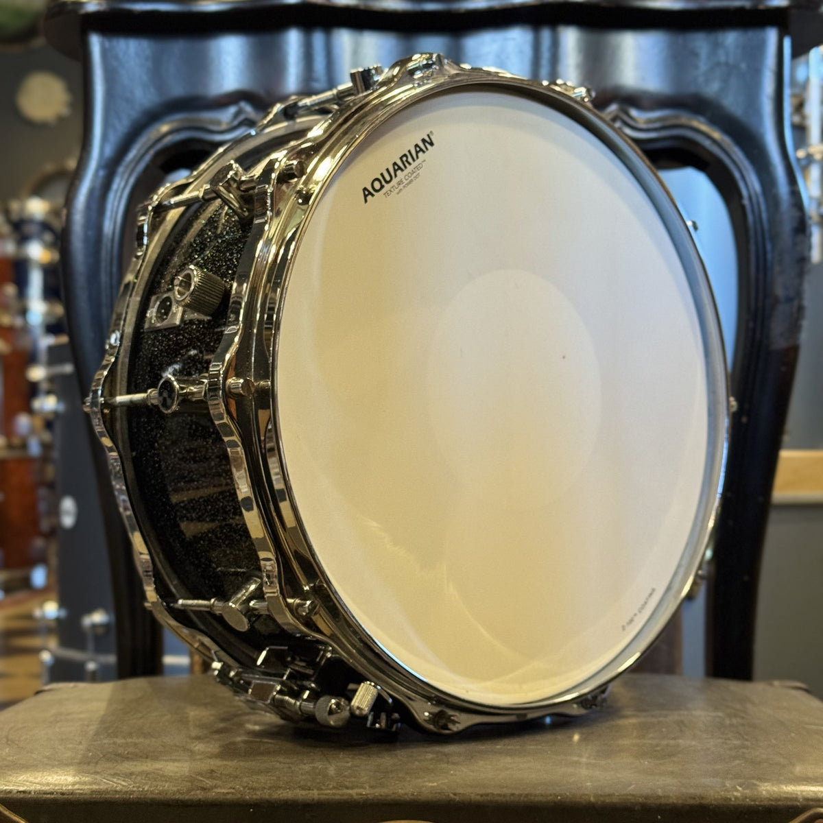 VINTAGE 1980's Sonor 5.75x14 Hilite Snare in Black Diamond
