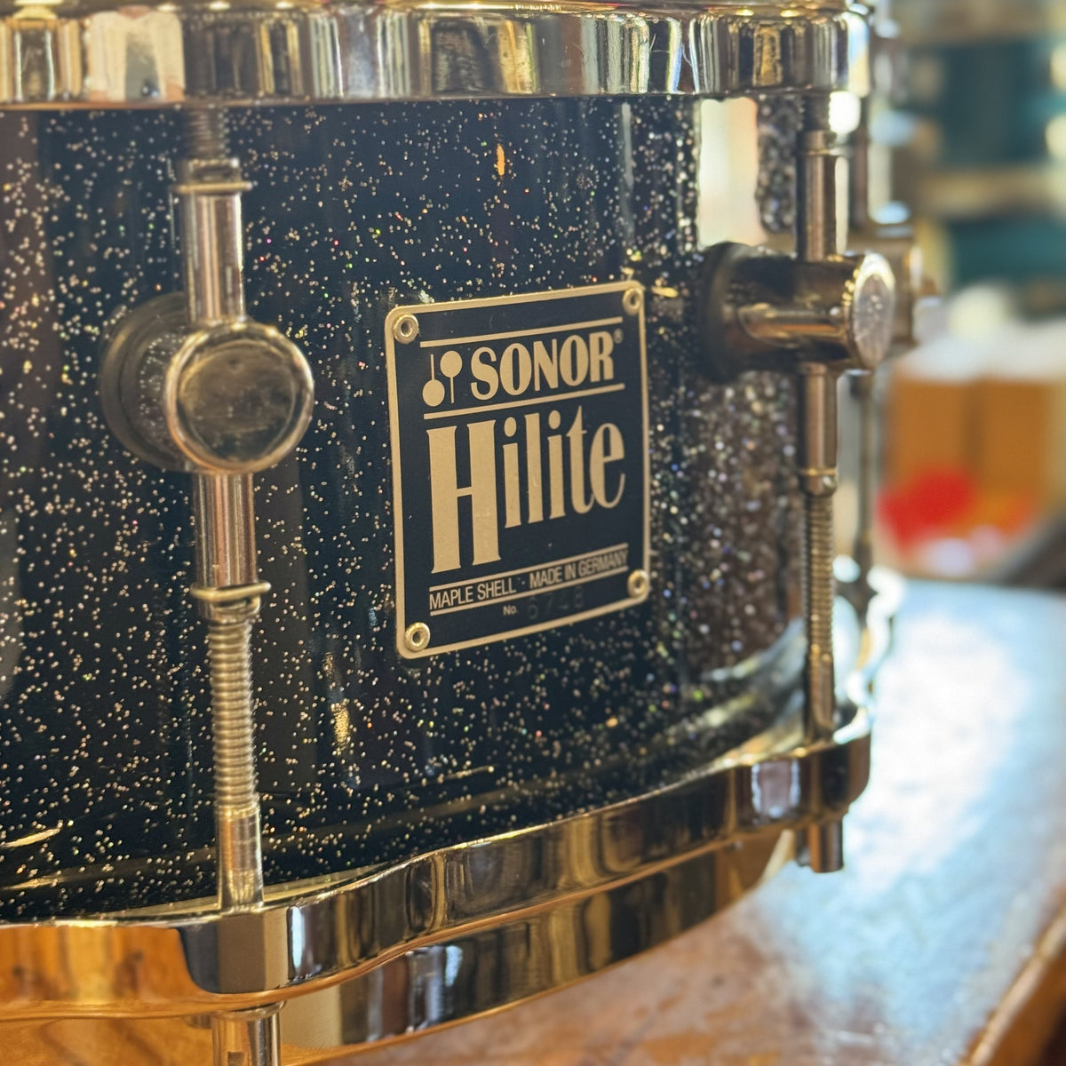 VINTAGE 1980's Sonor 5.75x14 Hilite Snare in Black Diamond