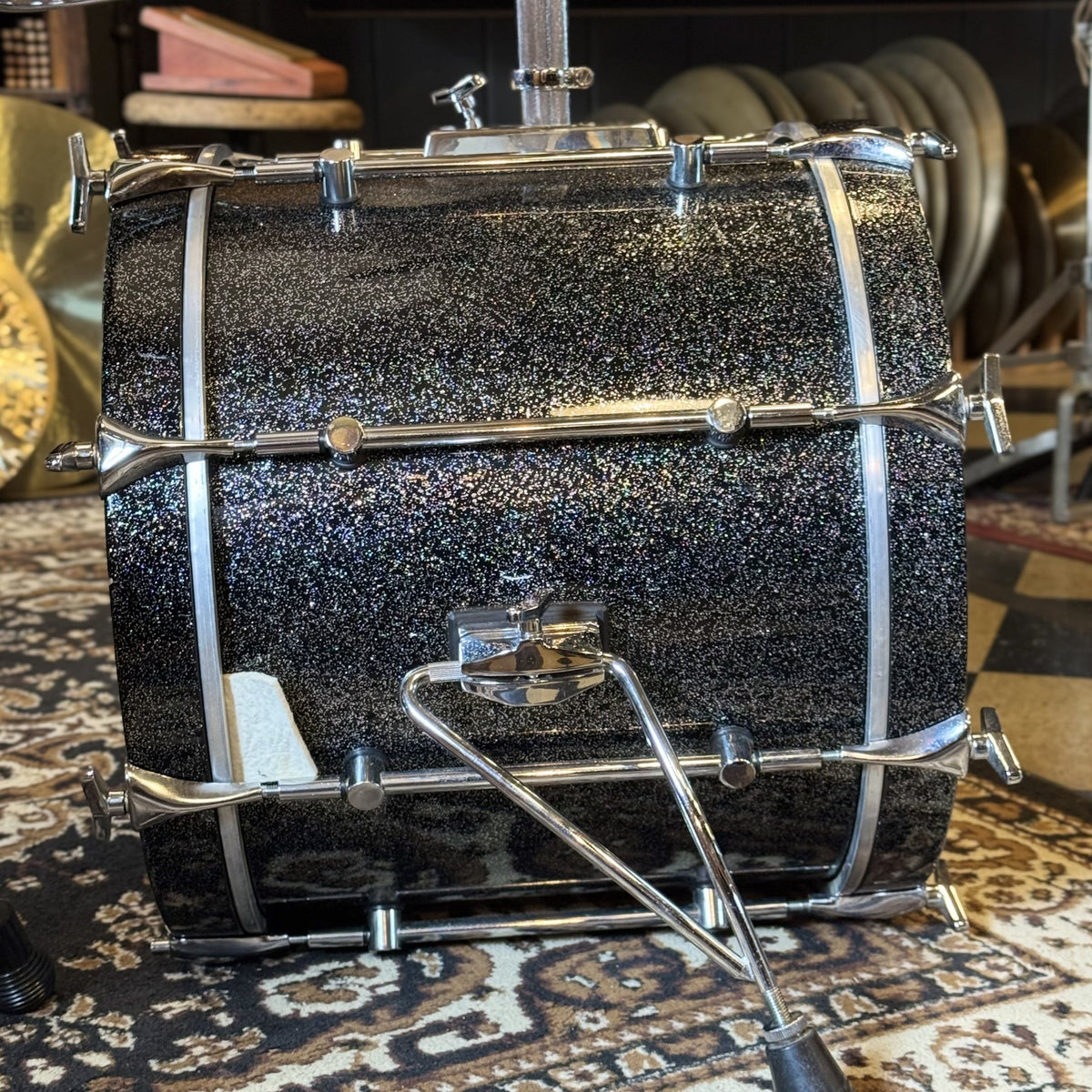 VINTAGE 1980's Sonor Hilite Drum Set in Black Diamond - 15x18, 9x10, 10x12, 14x15