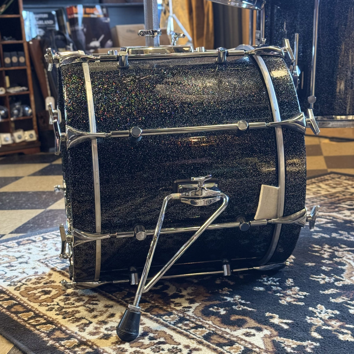 VINTAGE 1980's Sonor Hilite Drum Set in Black Diamond - 15x18, 9x10, 10x12, 14x15