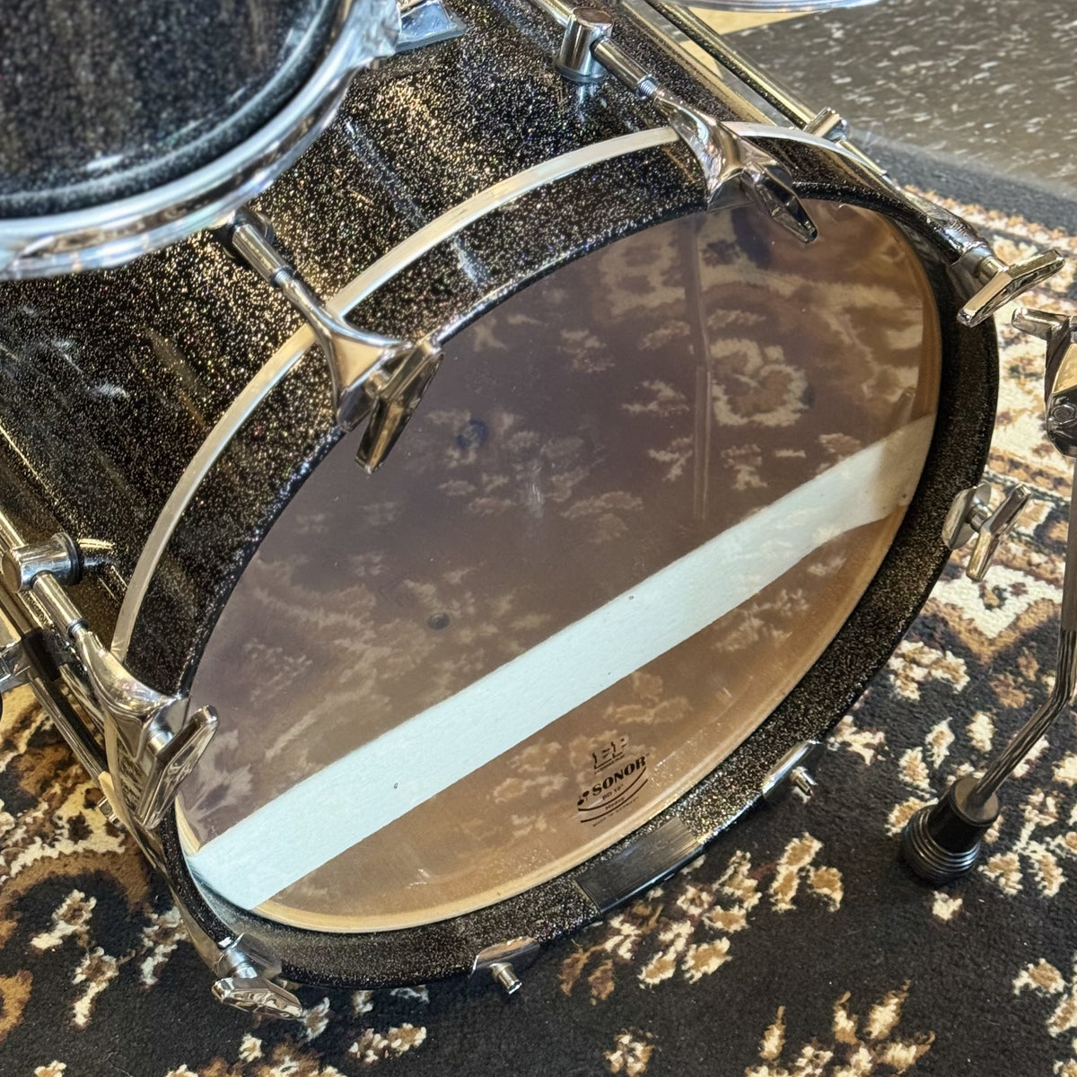 VINTAGE 1980's Sonor Hilite Drum Set in Black Diamond - 15x18, 9x10, 10x12, 14x15