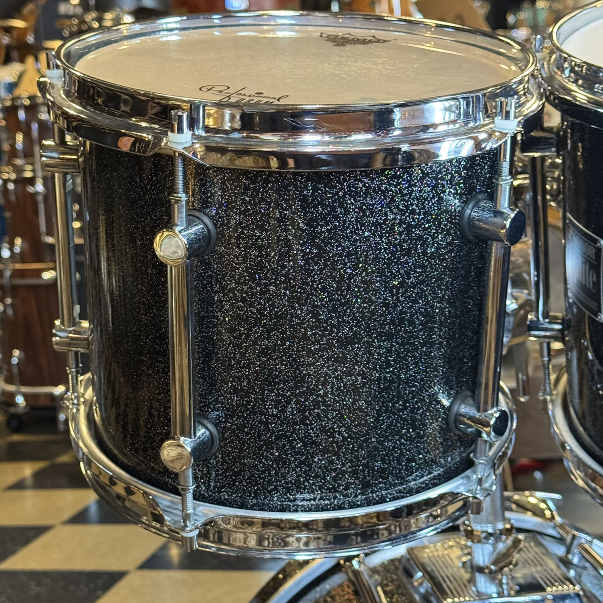 VINTAGE 1980's Sonor Hilite Drum Set in Black Diamond - 15x18, 9x10, 10x12, 14x15