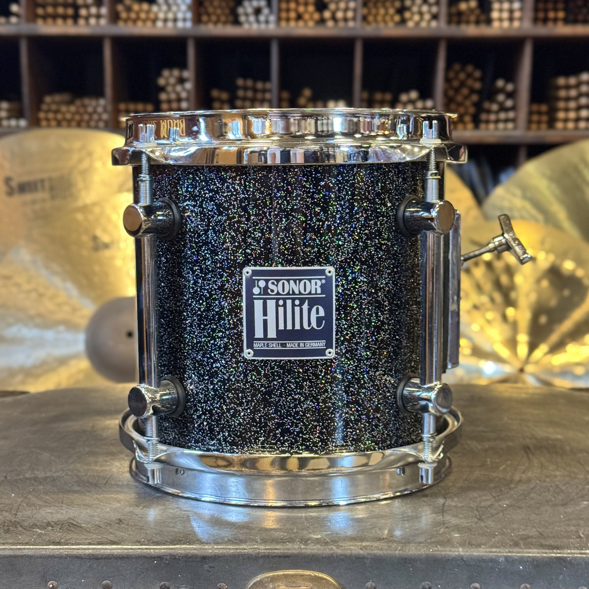 VINTAGE 1980's Sonor 8x8 Hilite Tom in Black Diamond