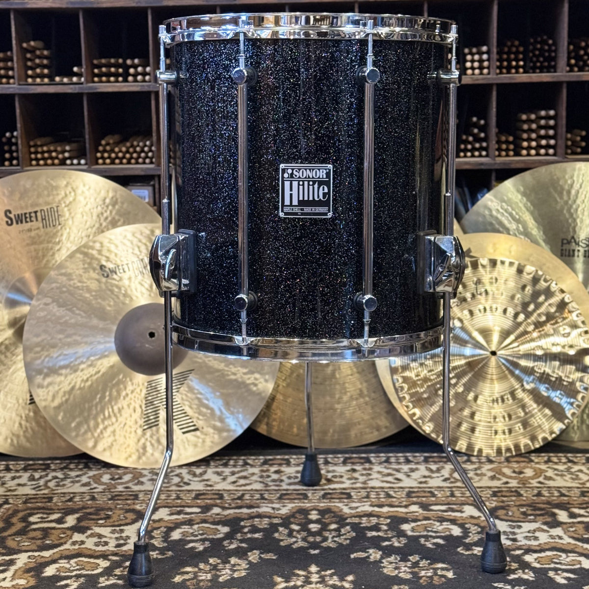 VINTAGE 1980's Sonor 15x16 Hilite Floor Tom in Black Diamond