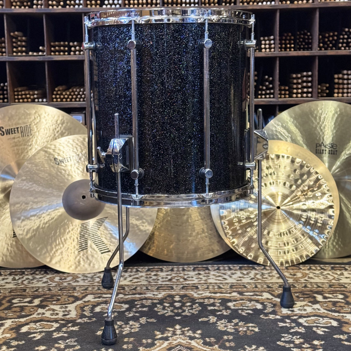 VINTAGE 1980's Sonor 15x16 Hilite Floor Tom in Black Diamond