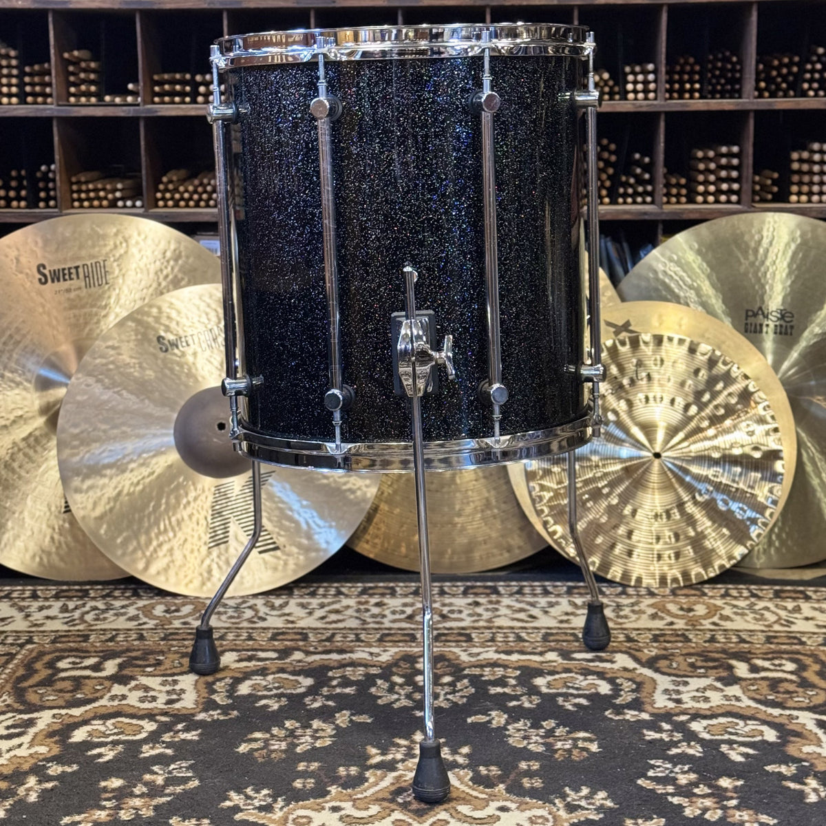 VINTAGE 1980's Sonor 15x16 Hilite Floor Tom in Black Diamond