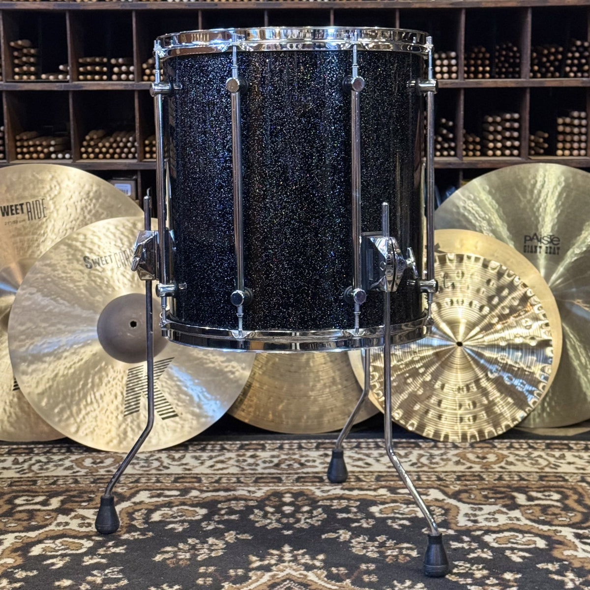VINTAGE 1980's Sonor 15x16 Hilite Floor Tom in Black Diamond